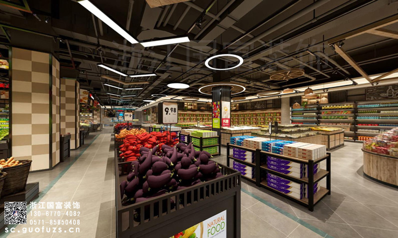 杭州上城区生鲜超市装修设计效果图浙江国富装饰