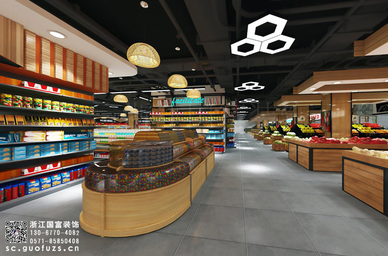 杭州生活超市装修设计案例效果图-超市设计装修-浙江国富装饰