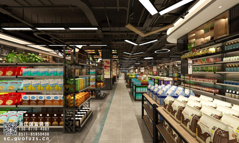杭州上城区生鲜超市装修设计案例效果图